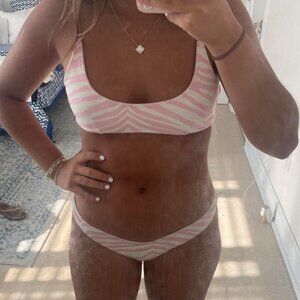 triangl bikini set pink zebra print size xs